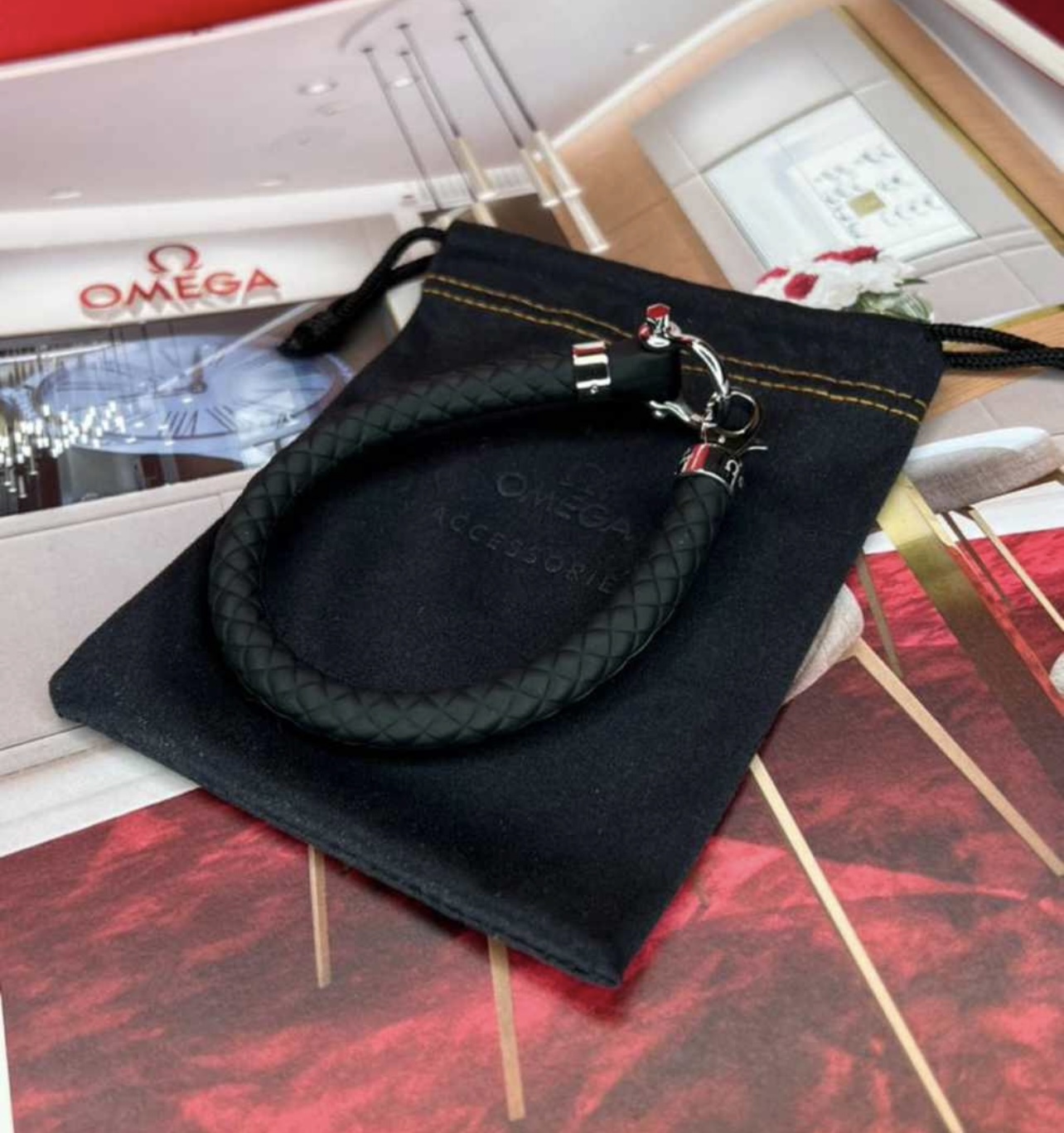 دستبند امگا | Omega Bracelet | رابر مشکی