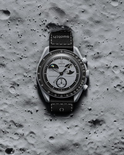 ساعت مچی امگا سواچ میشن تو ارثفیز | Omega x Swatch Mission to Earthphase | طوسی صفحه خاکستری