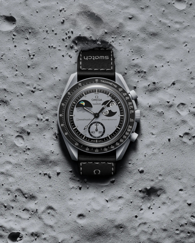 ساعت مچی امگا سواچ میشن تو ارثفیز | Omega x Swatch Mission to Earthphase | طوسی صفحه خاکستری