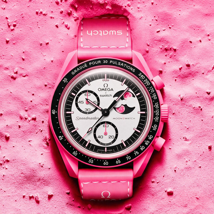 ساعت مچی امگا سواچ میشن تو د پینک مونفیز | Omega x Swatch Mission to the Pink Moonphase | صورتی صفحه صورتی